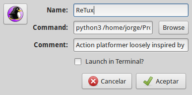 Añadiendo el lanzador en el menú de Trisquel para ReTux